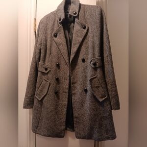 Bwear Charcoal Textured Double Breasted Coat